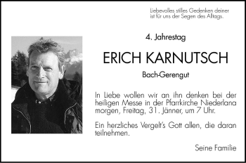 Traueranzeige von Erich Karnutsch von Dolomiten