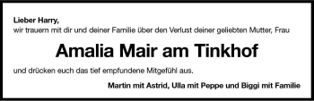 Traueranzeige von Amalia Mair am Tinkhof von Dolomiten