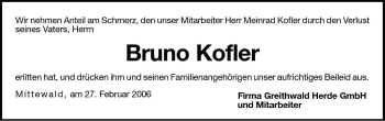 Traueranzeige von Bruno Kofler von Dolomiten