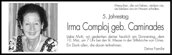 Traueranzeige von Irma Comploj von Dolomiten