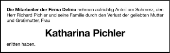 Traueranzeige von Katharina Pichler von Dolomiten