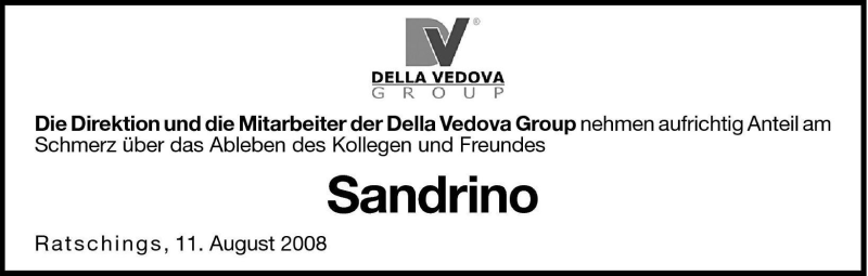  Traueranzeige für Sandrino  vom 12.08.2008 aus Dolomiten