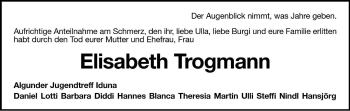 Traueranzeige von Elisabeth Trogmann von Dolomiten