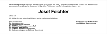 Traueranzeige von Josef Feichter von Dolomiten