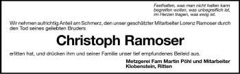 Traueranzeige von Christoph Ramoser von Dolomiten