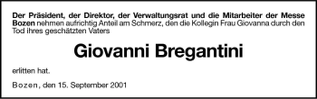 Traueranzeige von Giovanni Bregantini von Dolomiten