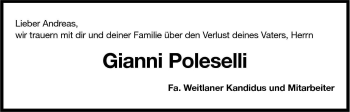 Traueranzeige von Gianni Poleselli von Dolomiten