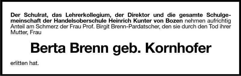  Traueranzeige für Berta Brenn vom 29.11.2002 aus Dolomiten