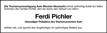 Traueranzeige von Ferdinand Pichler von Dolomiten