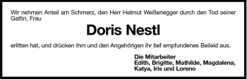 Traueranzeige von Doris Nestl Weißenegger von Dolomiten