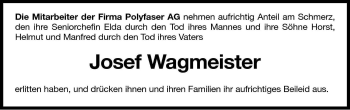 Traueranzeige von Josef Wagmeister von Dolomiten