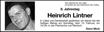 Traueranzeige von Heinrich Lintner von Dolomiten