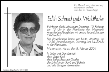 Traueranzeige von Edith Schmid von Dolomiten