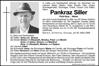 Traueranzeige von Pankraz Siller von Dolomiten