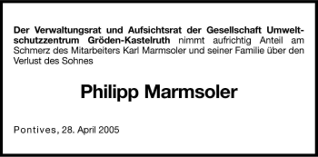 Traueranzeige von Philipp Marmsoler von Dolomiten