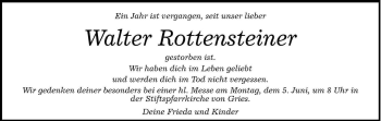 Traueranzeige von Walter Rottensteiner von Dolomiten