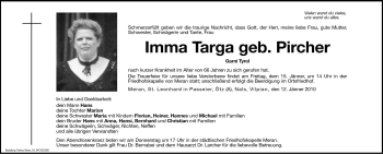 Traueranzeige von Imma Targa von Dolomiten
