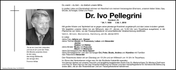 Traueranzeige von Ivo Pellegrini von Dolomiten
