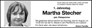 Traueranzeige von Martha Stecher von Dolomiten