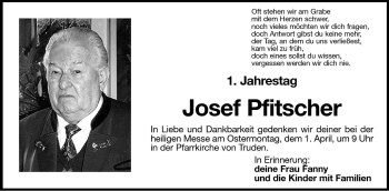 Traueranzeige von Josef Pfitscher von Dolomiten