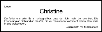 Traueranzeige von Christine  von Dolomiten
