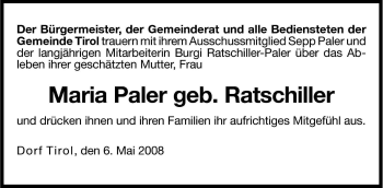Traueranzeige von Maria Paler von Dolomiten