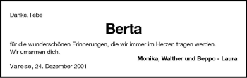 Traueranzeige von Berta  von Dolomiten