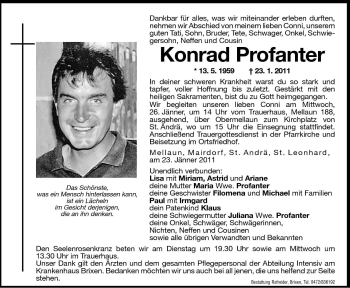 Traueranzeige von Konrad Profanter von Dolomiten