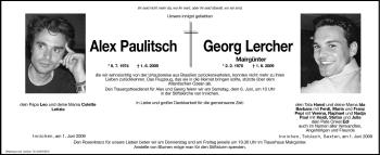 Traueranzeige von Alex Paulitsch von Dolomiten