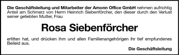 Traueranzeige von Rosa Siebenförcher von Dolomiten