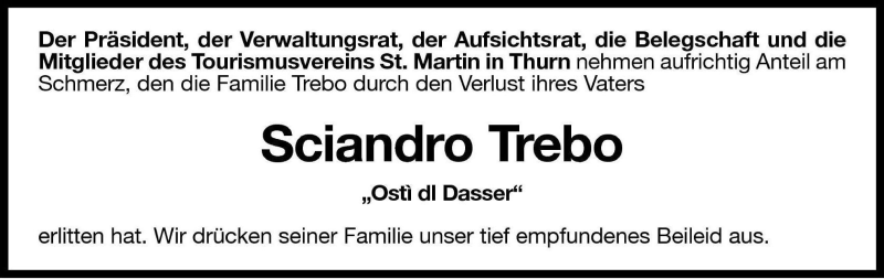  Traueranzeige für Sciandro Trebo vom 21.05.2010 aus Dolomiten