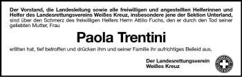 Traueranzeige von Paola Trentini von Dolomiten