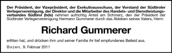 Traueranzeige von Richard Gummerer von Dolomiten