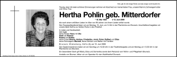 Traueranzeige von Hertha Pohlin von Dolomiten
