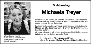 Traueranzeige von Michaela Treyer von Dolomiten