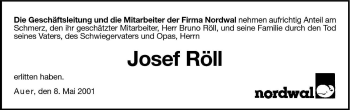 Traueranzeige von Josef Röll von Dolomiten
