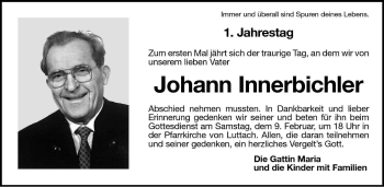 Traueranzeige von Johann Innerbichler von Dolomiten