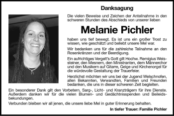 Traueranzeige von Melanie Pichler von Dolomiten