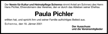 Traueranzeige von Paula Pichler von Dolomiten
