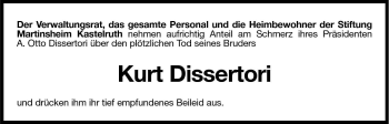 Traueranzeige von Kurt Dissertori von Dolomiten