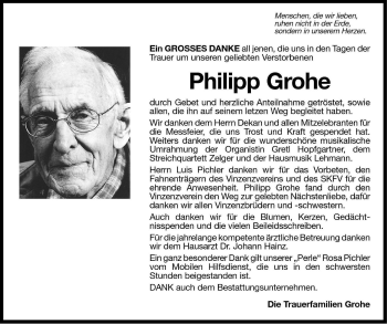 Traueranzeige von Philipp Grohe von Dolomiten