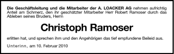 Traueranzeige von Christoph Ramoser von Dolomiten