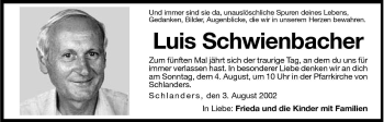Traueranzeige von Luis Schwienbacher von Dolomiten