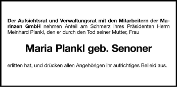 Traueranzeige von Maria Plankl von Dolomiten