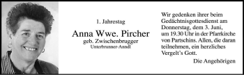 Traueranzeige von Anna Pircher von Dolomiten