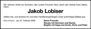Traueranzeige von Jakob Lobiser von Dolomiten