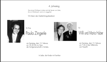 Traueranzeige von Willi und Maria Zingerle von Dolomiten