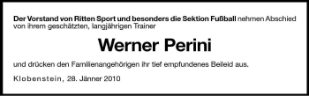 Traueranzeige von Werner Perini von Dolomiten