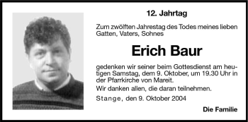 Traueranzeige von Erich Baur von Dolomiten