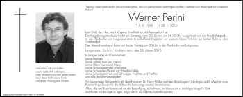 Traueranzeige von Werner Perini von Dolomiten